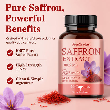 SresXrefas® Saffron Extract 88.5 mg – Mood, Focus & Body Balance Support | 60 Capsules