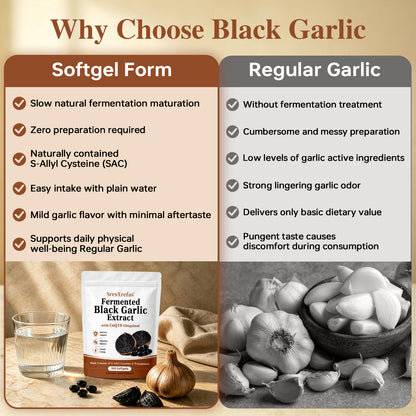 SresXrefas® Fermented Black Garlic Extract with CoQ10 Ubiquinol – Immune & Digestive Support | 300 Softgels