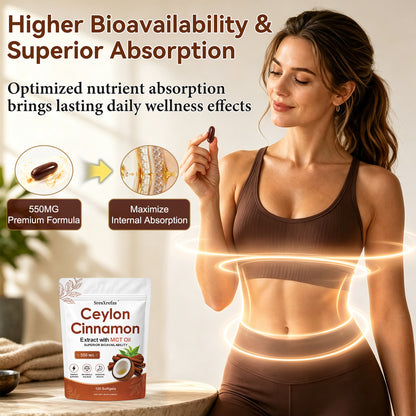 SresXrefas® Ceylon Cinnamon Extract with MCT Oil 550 mg – Energy & Digestive Support | 120 Softgels