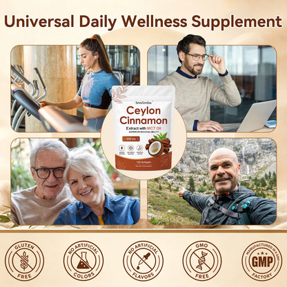 SresXrefas® Ceylon Cinnamon Extract with MCT Oil 550 mg – Energy & Digestive Support | 120 Softgels