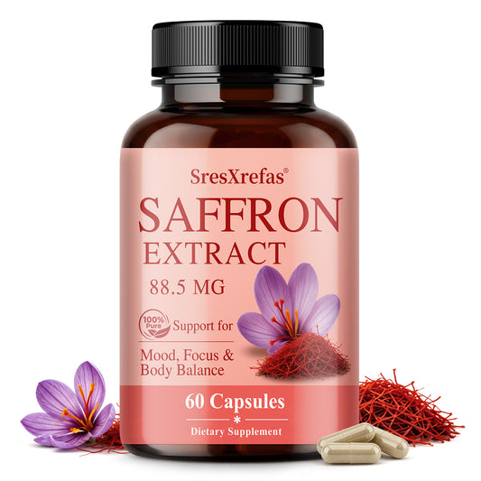 SresXrefas® Saffron Extract 88.5 mg – Mood, Focus & Body Balance Support | 60 Capsules